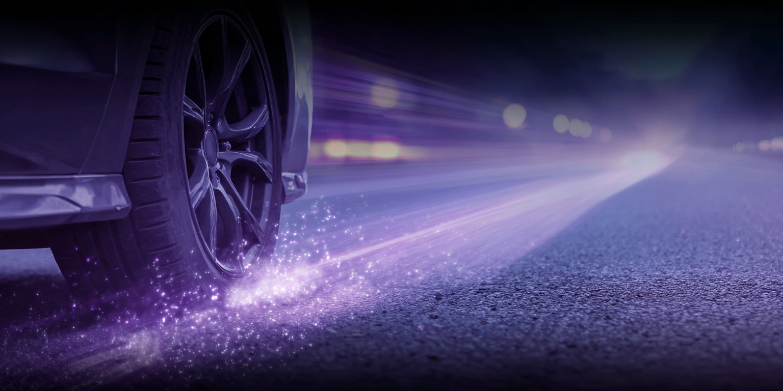Tire with particles purple 1